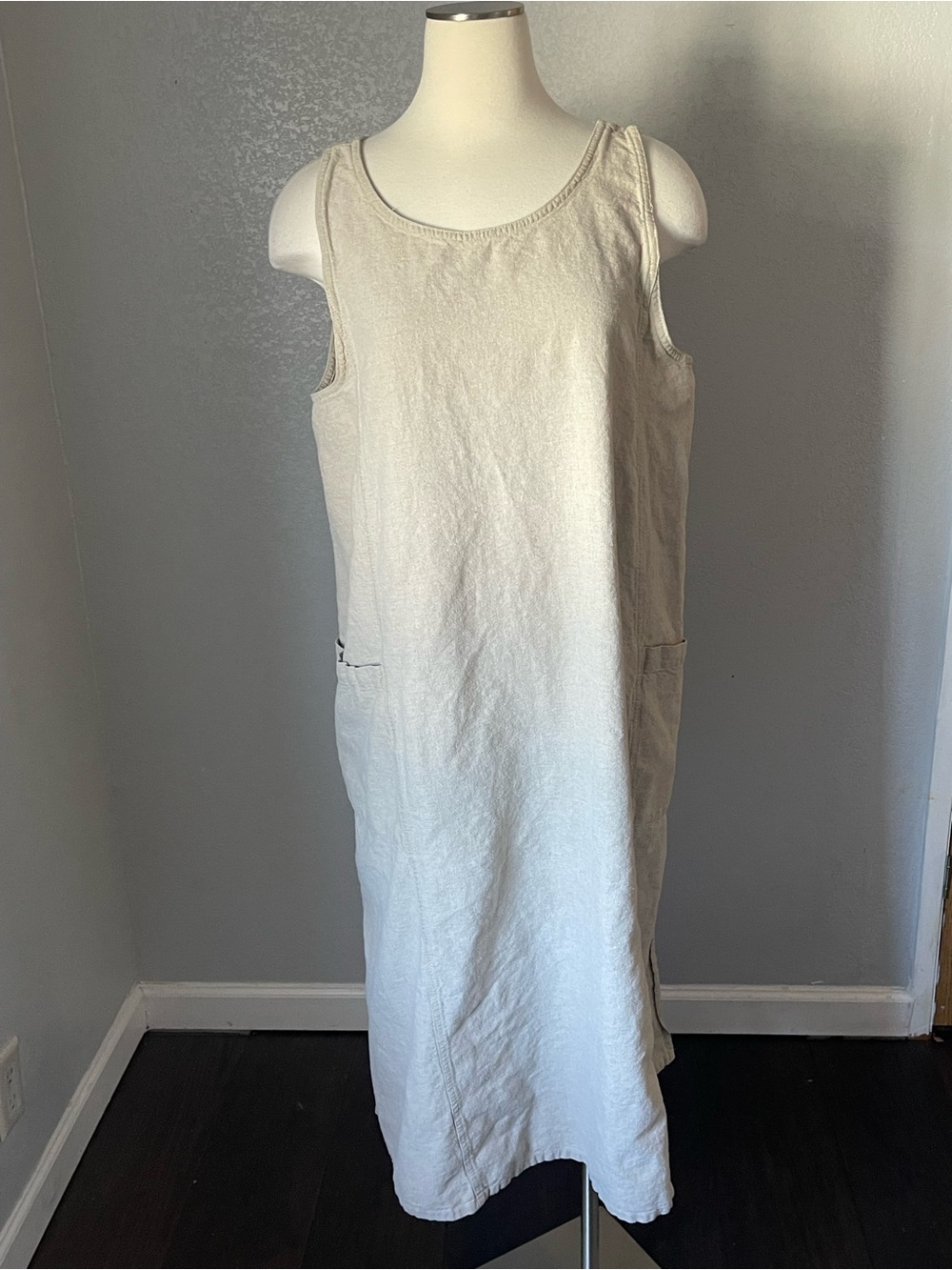 Erika Sleeveless Cream Maxi Dress linen/cotton